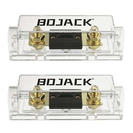 BoJack 2pcs 120A ANL Fuse Holder and 2pcs 120Amp 32VDC ANL Fuses for Audio and Video Systems