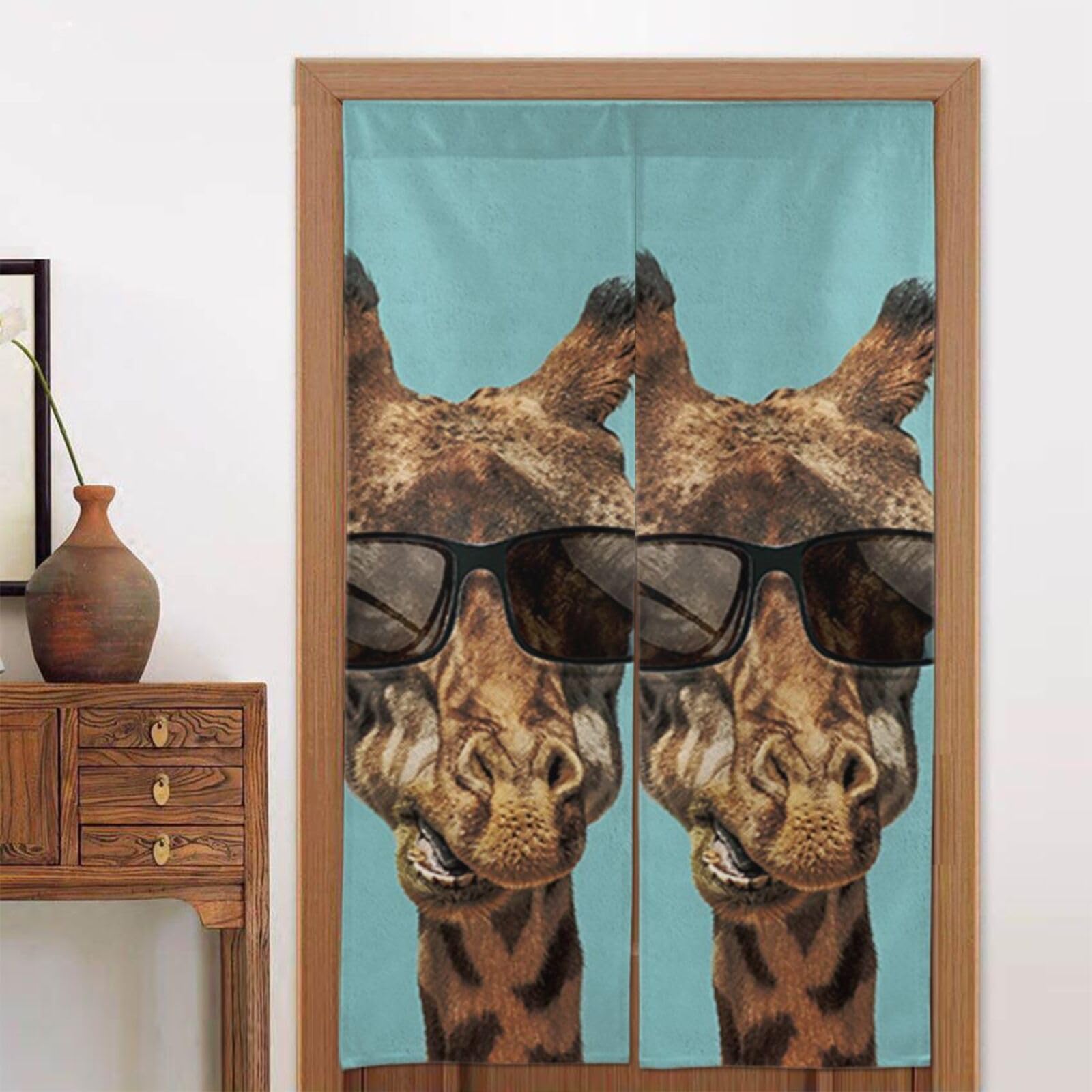 Rideau de porte imprimé girafe à lunettes de soleil BAFAFA