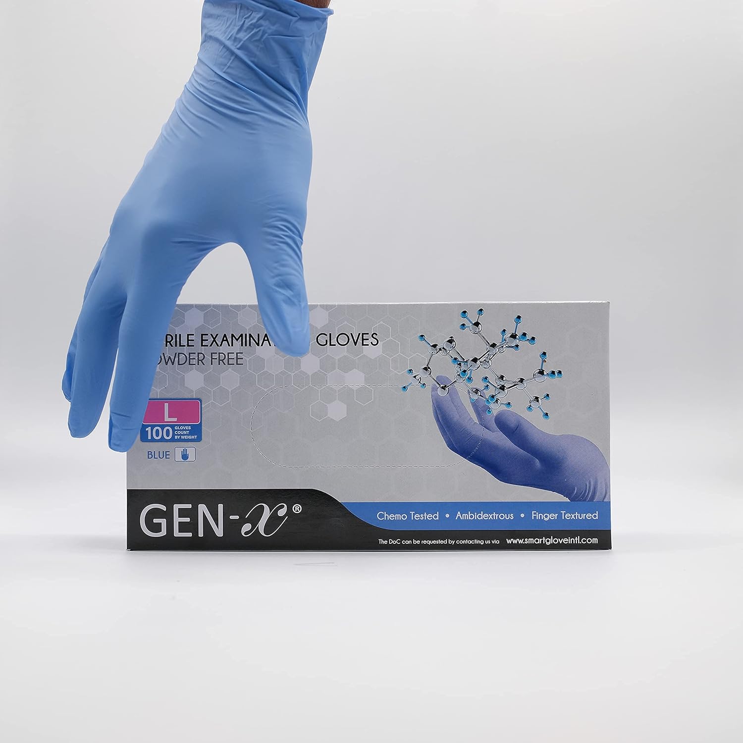 Gen-X Nitrile Examination Glove powder free, finger textured, Medium, 100 gloves per box