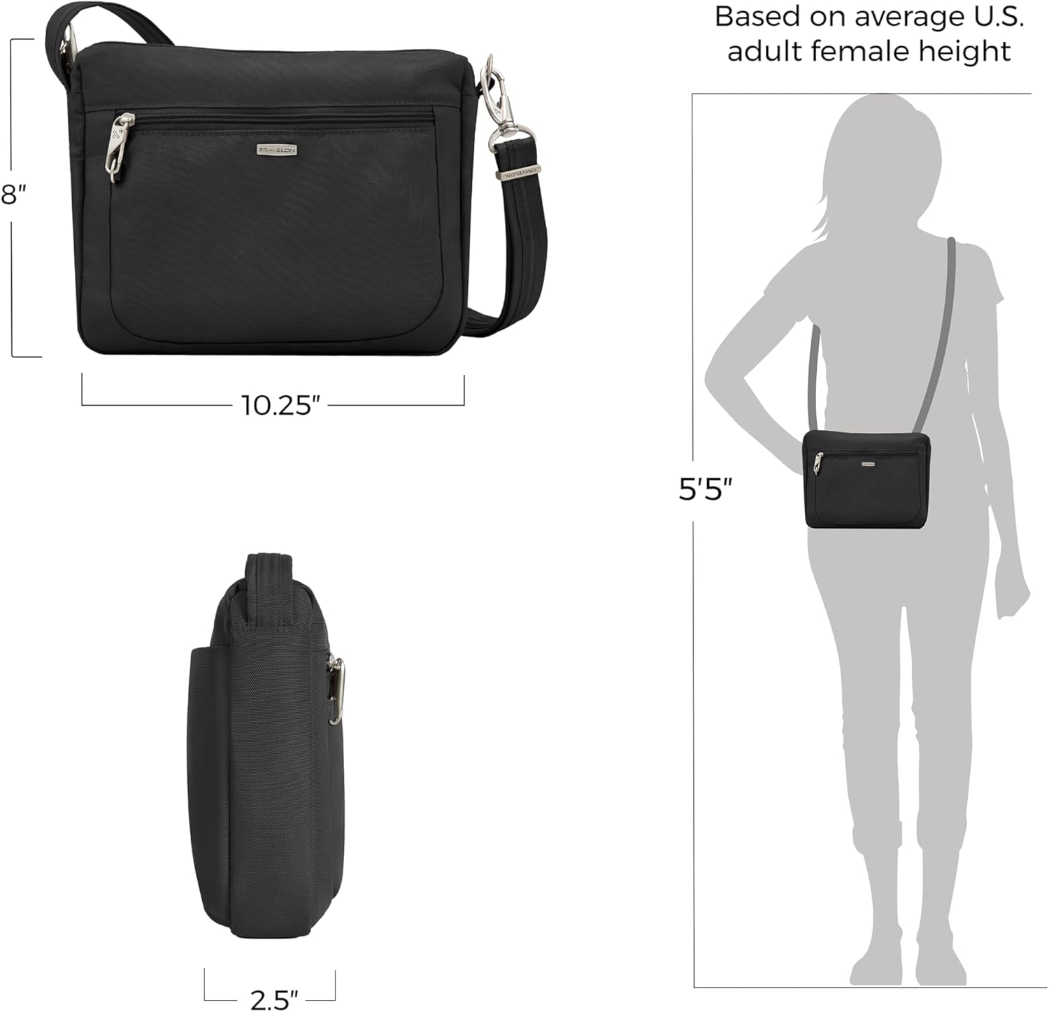 Travelon Anti-Theft Classic Small East/West Crossbody - Image 4