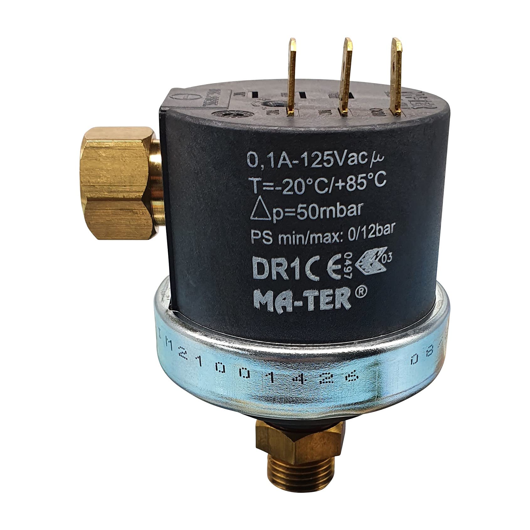 Mater DR1 przełącznik różnicowy 1/4 cala | 50 mbar | maks. 125 V AC