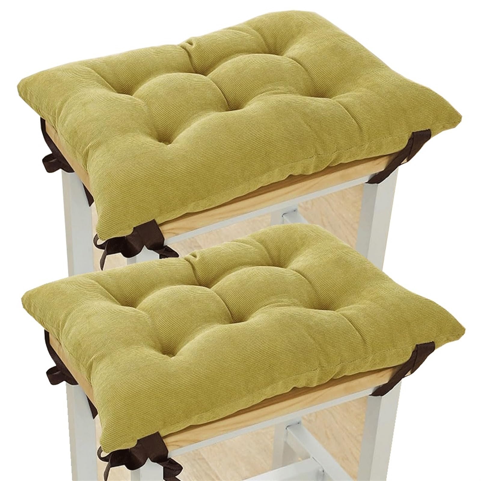 Uyeoco S8 Set Of 2 Soft Corduroy Seat Pad With Ties For Stool, 35X24cm Rectangle Stools Cushions Thick Cotton Padded Seat Cushions For Home Outdoor Garden Classroom(S8)