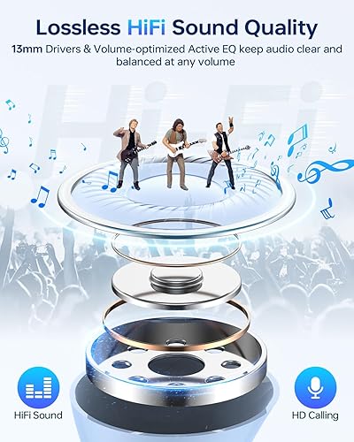 Miniatura 7 de Auriculares inalámbricos Bluetooth 5.3, reproducción de 40 horas, auriculares estéreo con pantalla LED, estuche de carga IPX7, auriculares