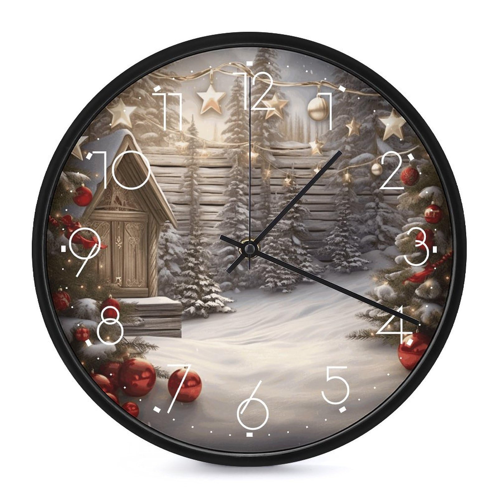 Horloge murale de Noël classique en bois authentique pour le bureau