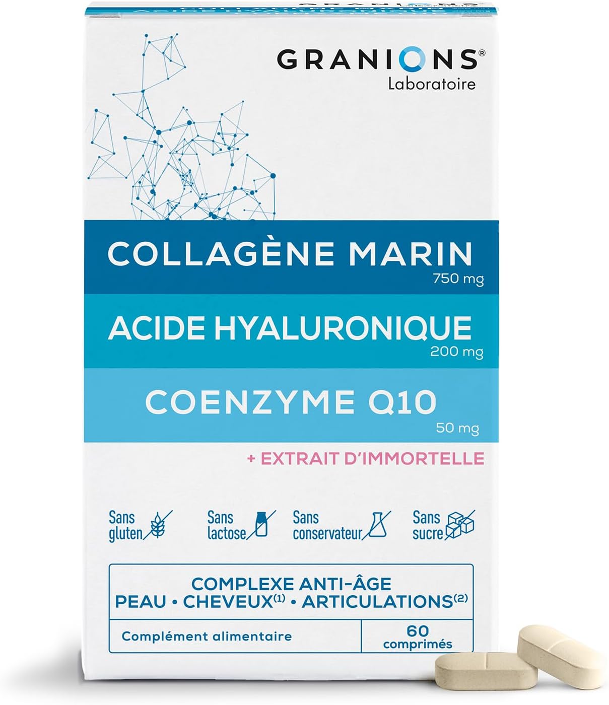 Collagen and Hyaluronic Acid – GRANIONS Collagen No. 1 in Pharmacies – Marine Collagen for Skin, Hair, Joints and Nails – Coenzyme Q10 – Hyaluronic Acid – 60 Tablets – 1 Month Collagen and Hyaluronic Acid – GRANIONS Collagen No. 1 in Pharmacies – Marine Collagen for Skin, Hair, Joints and Nails – Coenzyme Q10 – Hyaluronic Acid – 60 Tablets – 1 Month