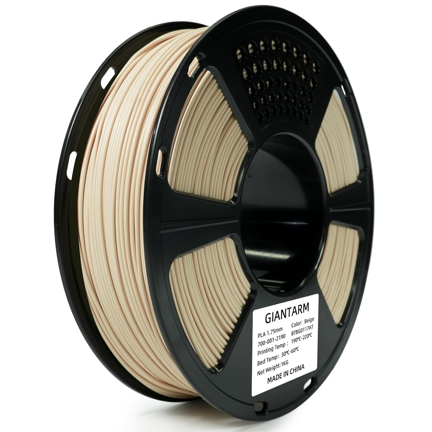 GIANTARM PLA Filament,Beige 3D Printer Filament 1Kg(2.2lbs) Spool,1.75mm Dimension Accuracy +/- 0.03mm,Fit Most FDM 3D Printers