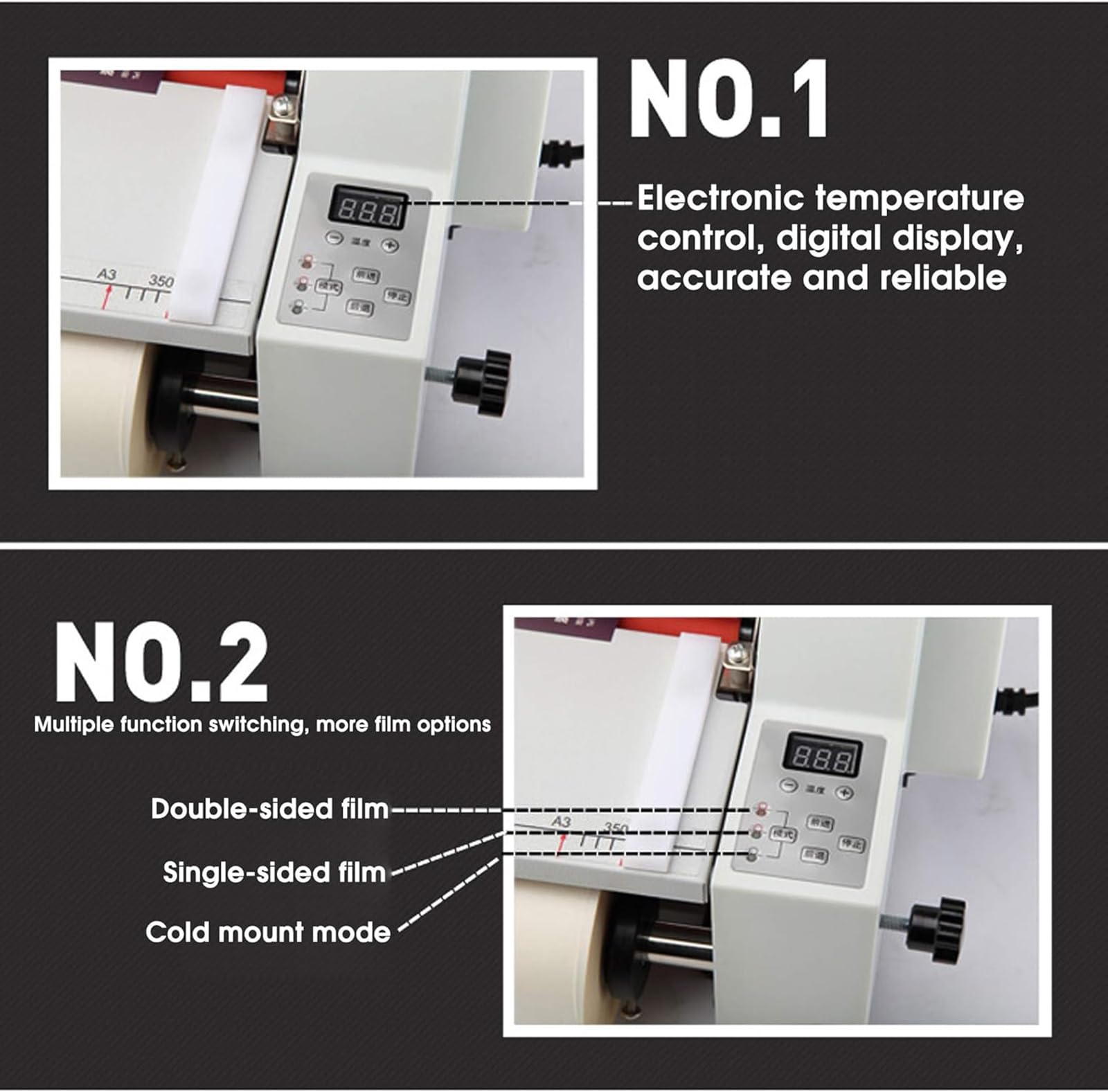 Plastificatrice A Caldo E A Freddo, Larghezza di 450 Mm, velocità di Plastificazione 1,1 M/Min, Adatta per Documenti, Foto, Carte, Plastificazione Fronte/Retro E Fro