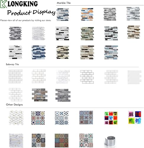 Miniatura 4 de LONGKING - Loseta en muro adhesiva para cocina con diseño de mármol (10 azulejos)