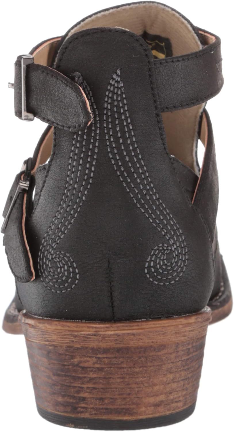 ROPER Womens Willa Embroidery Snip Toe Casual Boots Ankle Low Heel 1-2" - Brown