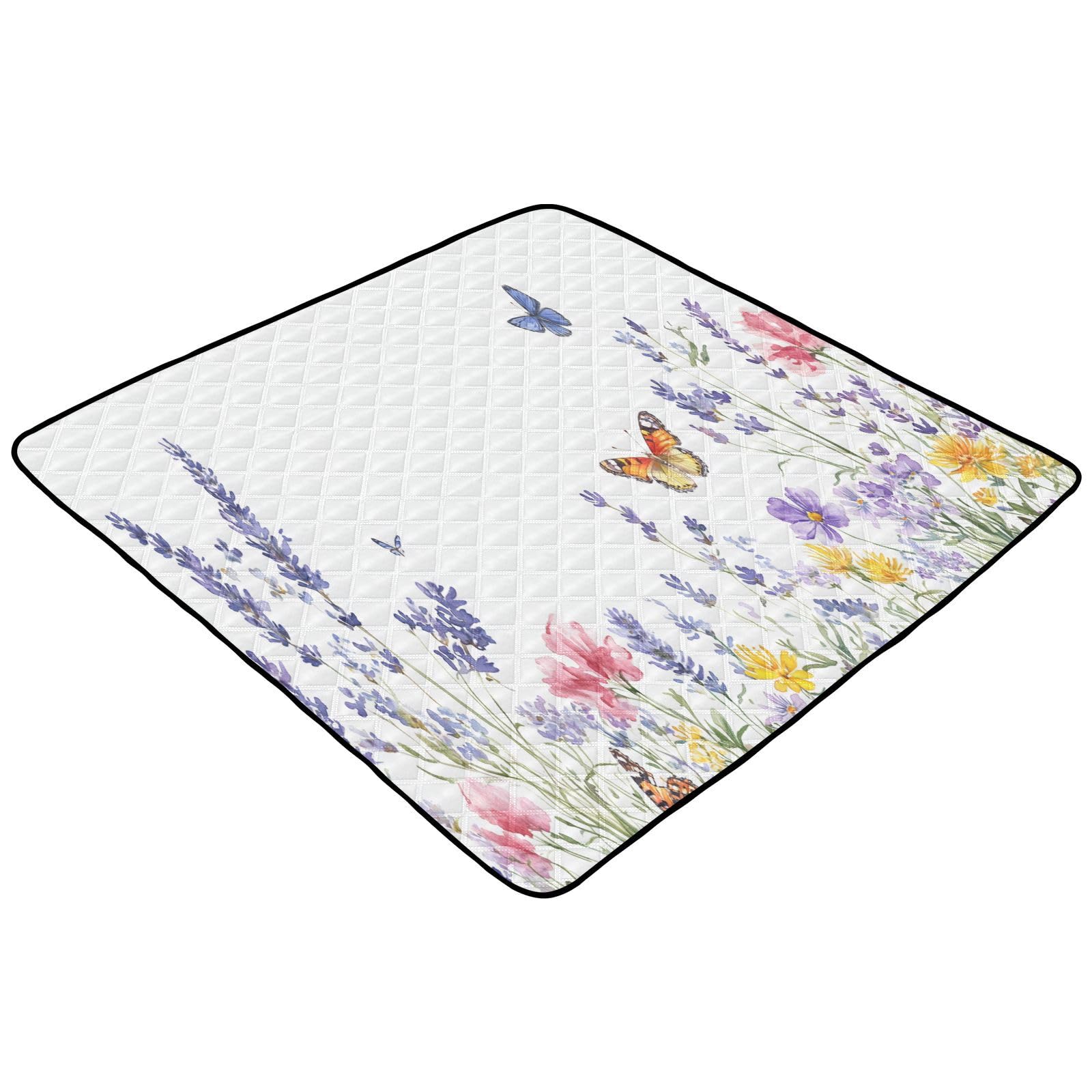 Kigai Lavender Butterfly Baby Play Mat for Floor and Playpen 50x50 inch Non-Slip Baby Activity Playmat Waterproof Foldable Crawling Mat for Infants Toddlers