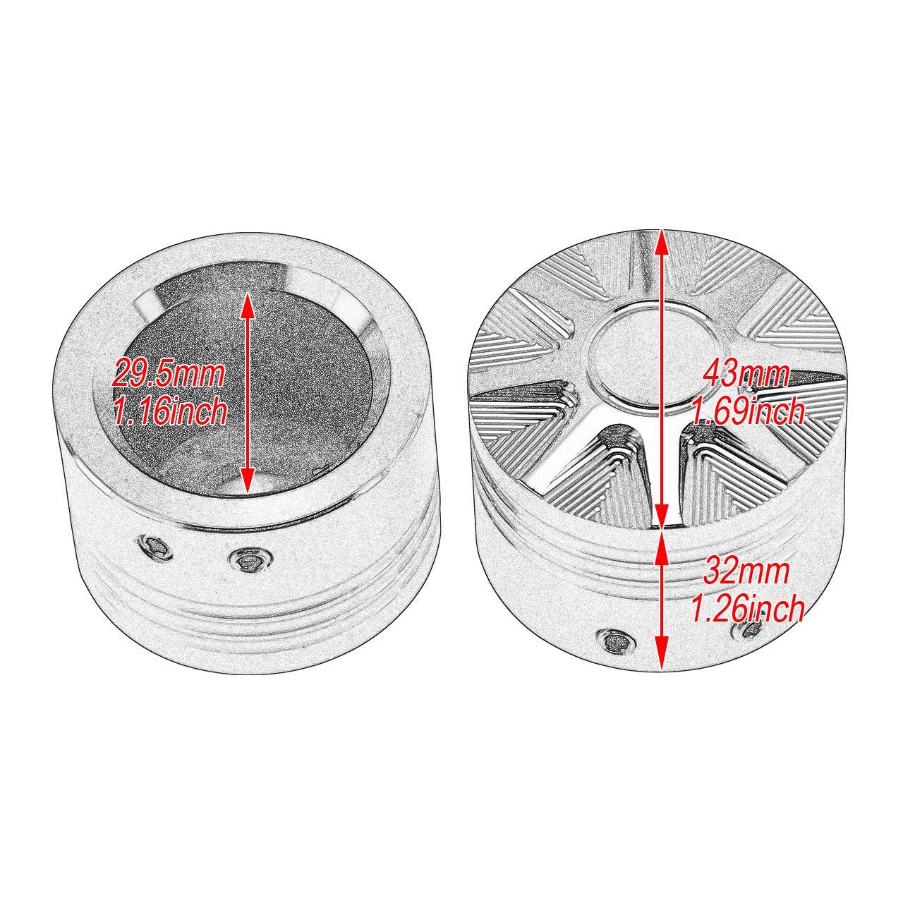 Lot de 2 cache-écrous pour essieu avant Harley Sportster XL 1200 Dyna Softail Fat Boy Touring Street Road Electra Tri Glide Chromé