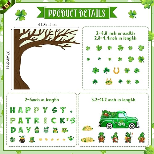 Miniatura 2 de Zonon Juego de 120 tablones de anuncios para el día de San Patricio, árbol de trébol de la suerte, juego de tablón de anuncios de árbol de trébol de