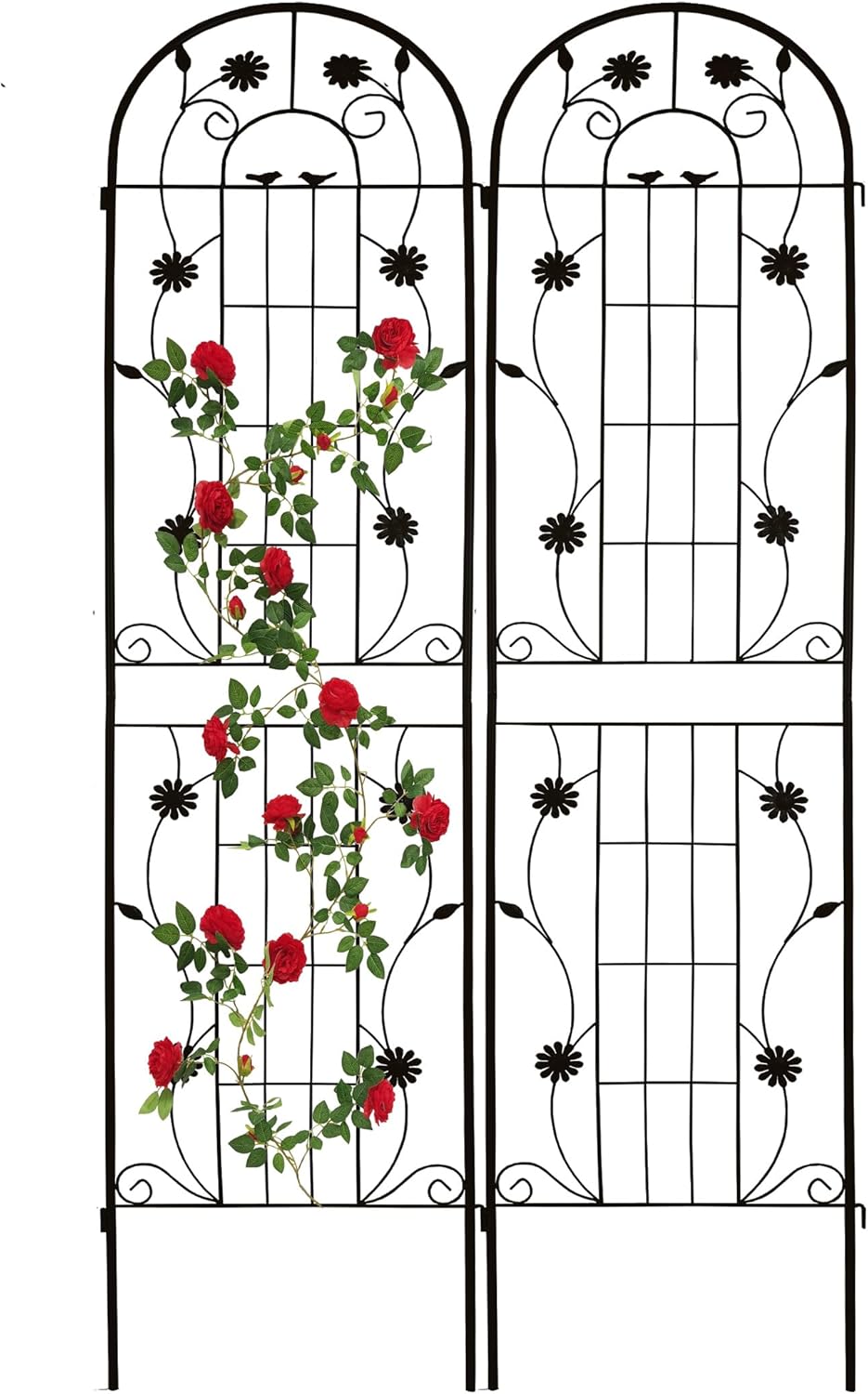 2 Pack Metal Garden Trellis for Climbing Plants Outdoor 86.7" x 19.7" American Country Style Plant Support Rustproof Metal Rose Trellis White