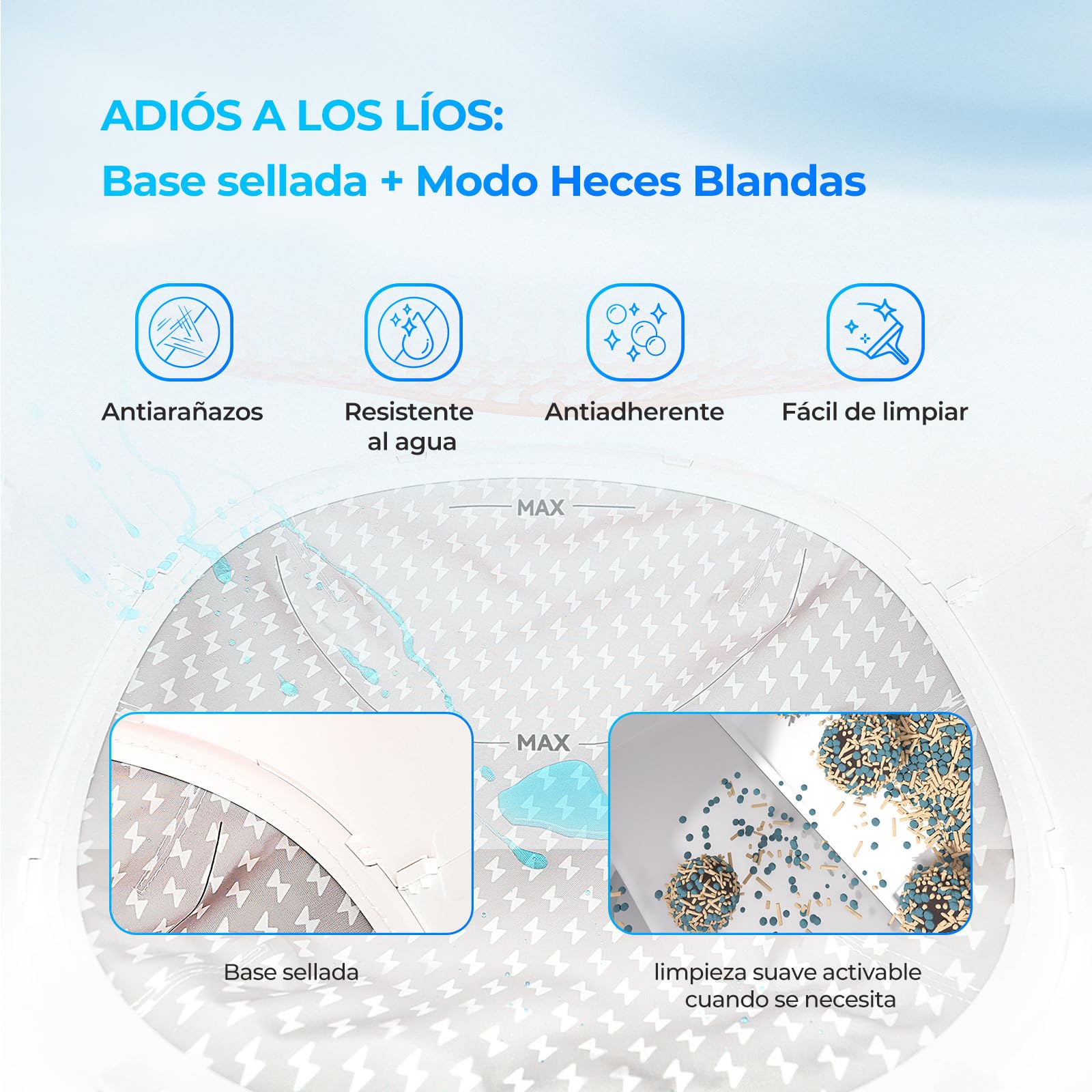 CATLINK Baymax Arenero Gatos Autolimpiable, 70L – Protección Mejorada contra Fugas, 7 Niveles de Seguridad, Control por App y Detección Multi-Gatos – Ideal para Hogares con Múltiples Gato