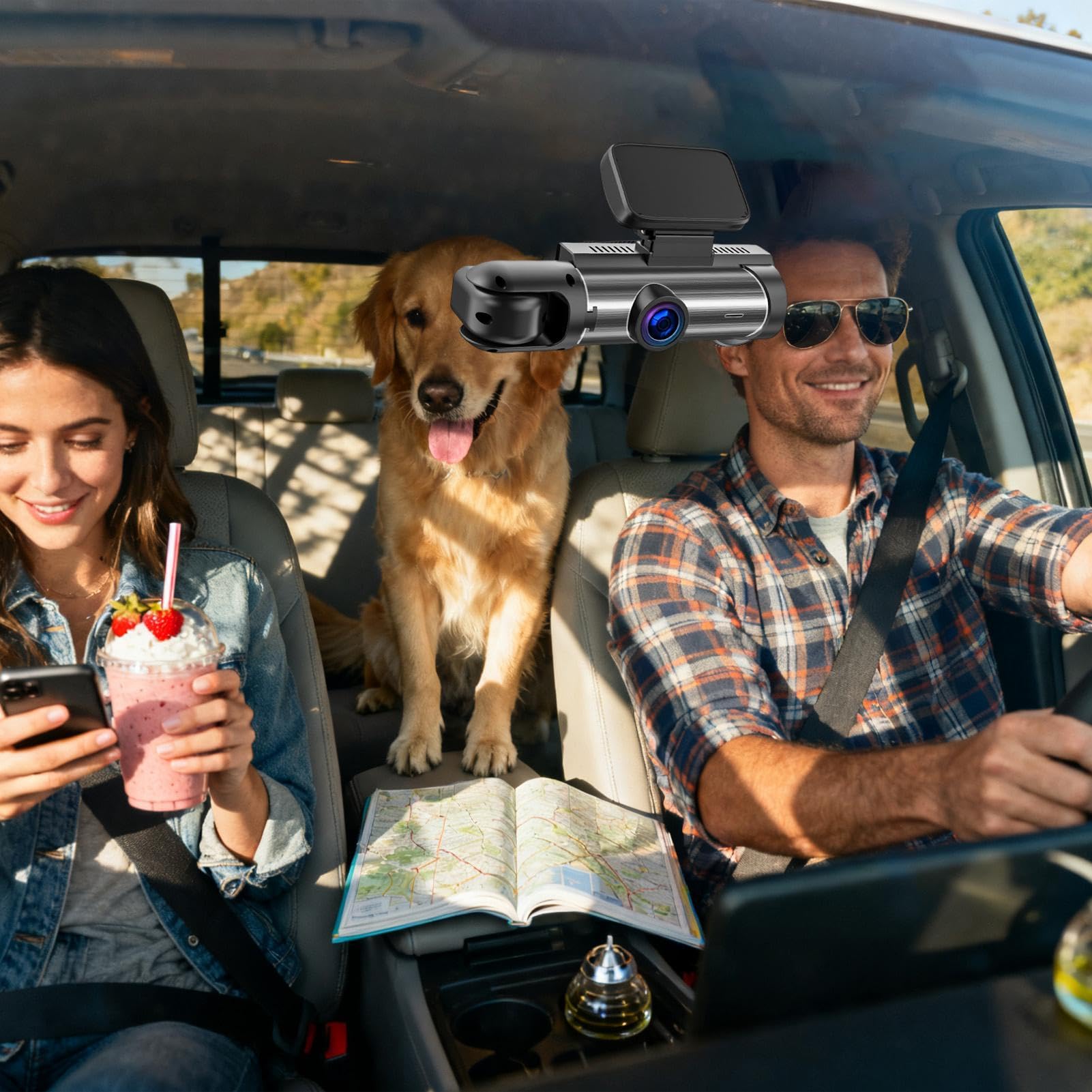 Videocamera Auto Wireless Registratore Doppio Senza Fili in Metallo con | Cam da Cruscotto Auto Per Parcheggio Inversione E Viaggi Su Strada Per Camion E