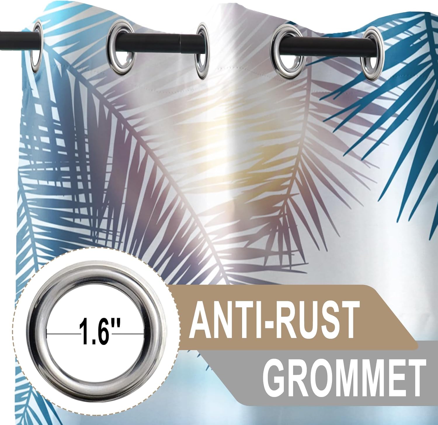 CSFOTO Summer Seaside Palm Tree Blackout Curtains Blue Sky and White Clouds Tropical Beach Sunshine Seascape Ocean Decor for Bedroom Living Room Grommet Window Drapes 2 Panel Set, 29x55 Inches