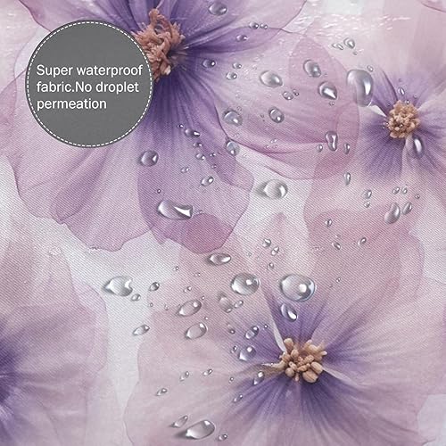Miniatura 4 de YLATY2964 - Cortina de ducha de flores abstractas para baño, juego de cortinas de ducha bohemias florales moradas, tela transparente, moderna,