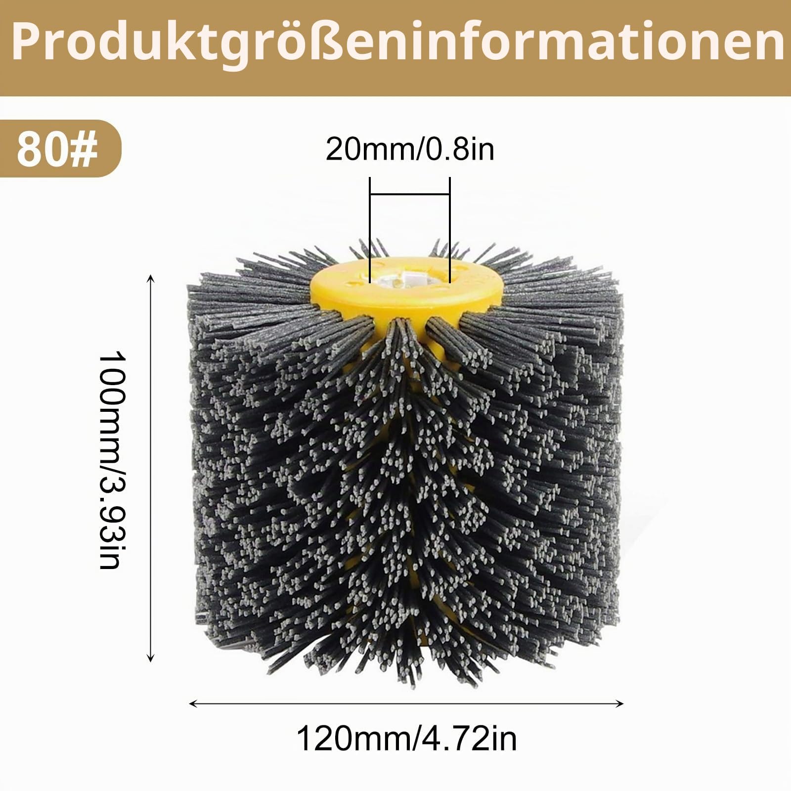 Schleifbürsten, Nylonbürste 80 , Körnung Nylonbürste, Polierbürste zum Holzverarbeitung,für Satiniermaschine, Schwarz Schleifbürste, Borstenbürste