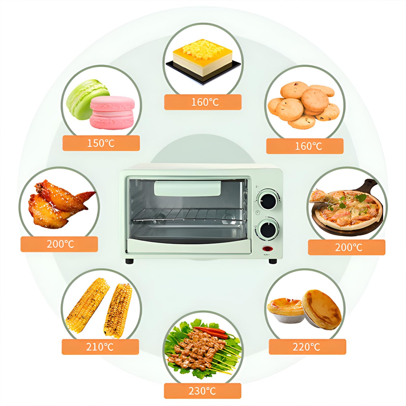 Wielofunkcyjny Toster Konwekcyjny Na Blat, Elektryczny Mini Piekarnik 12l, Regulacja Temperatury 0-230 ℃ I Timer Do 30 Minut, Do Pieczenia, Gotowania, Pieczenia Na Grillu I Grillowania