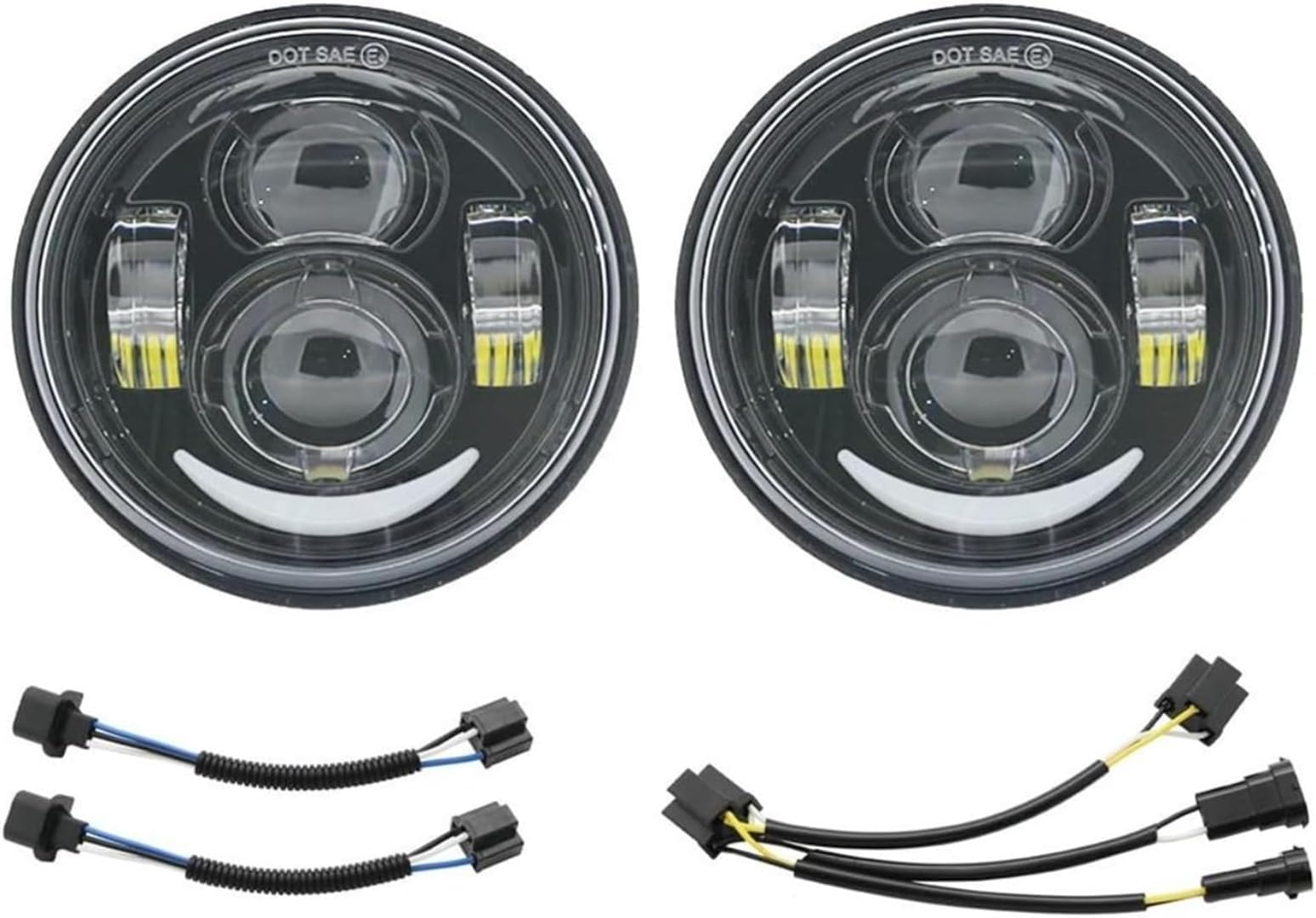 Motorcycle Headlight For 2008 For Fat For Bob For FXDF Motorcycle Headlights 4.65 Inch H4 Headlight Motorcycle 4.5" Dual Headlamp Double Headlights with Drl