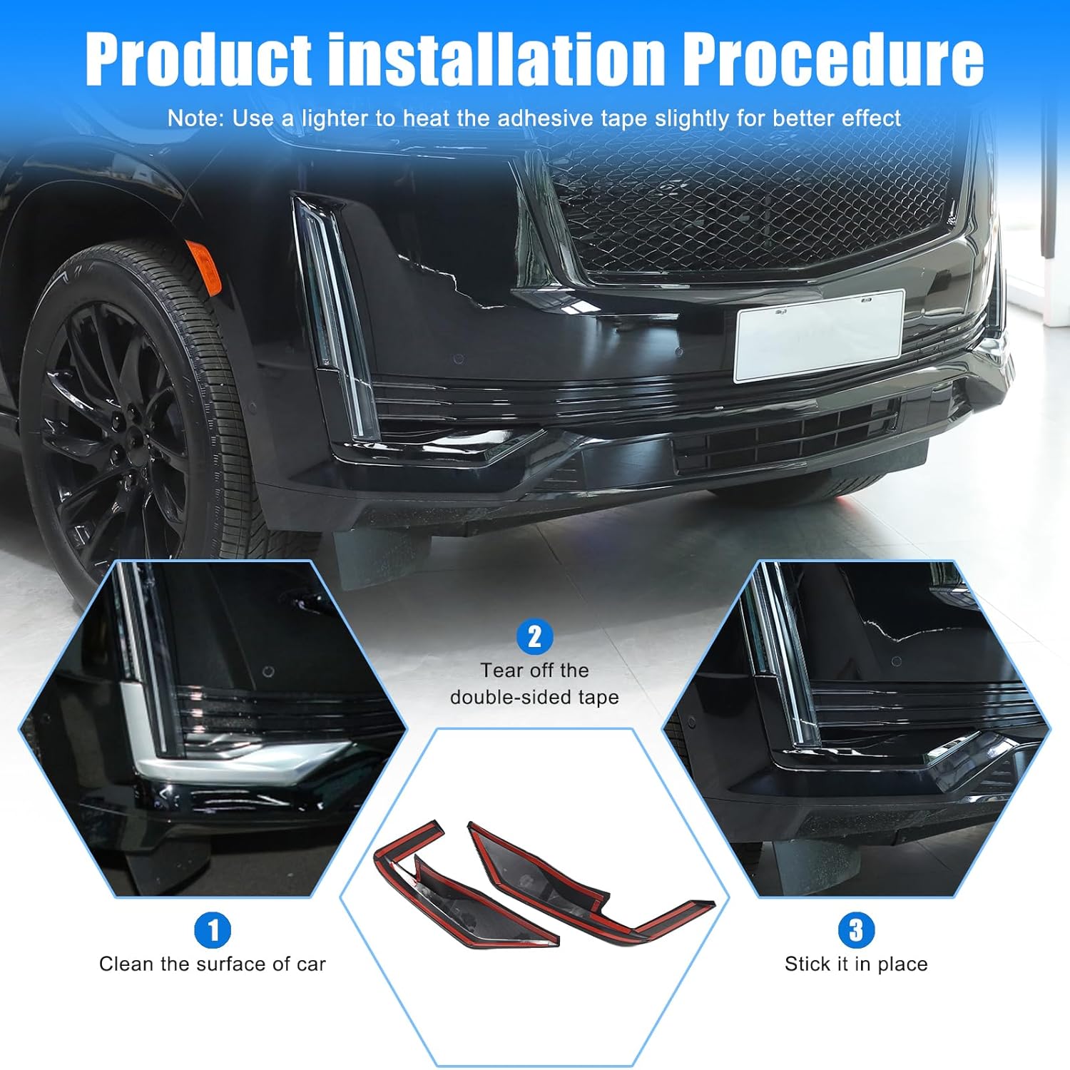 Front Corner Bumper Guard for Cadillac Escalade 2021-2024 2025 Accessories, 2PCS Automotive Front Bumper Protector Anti Scratch Anti Collision ABS Material (Glossy Black)