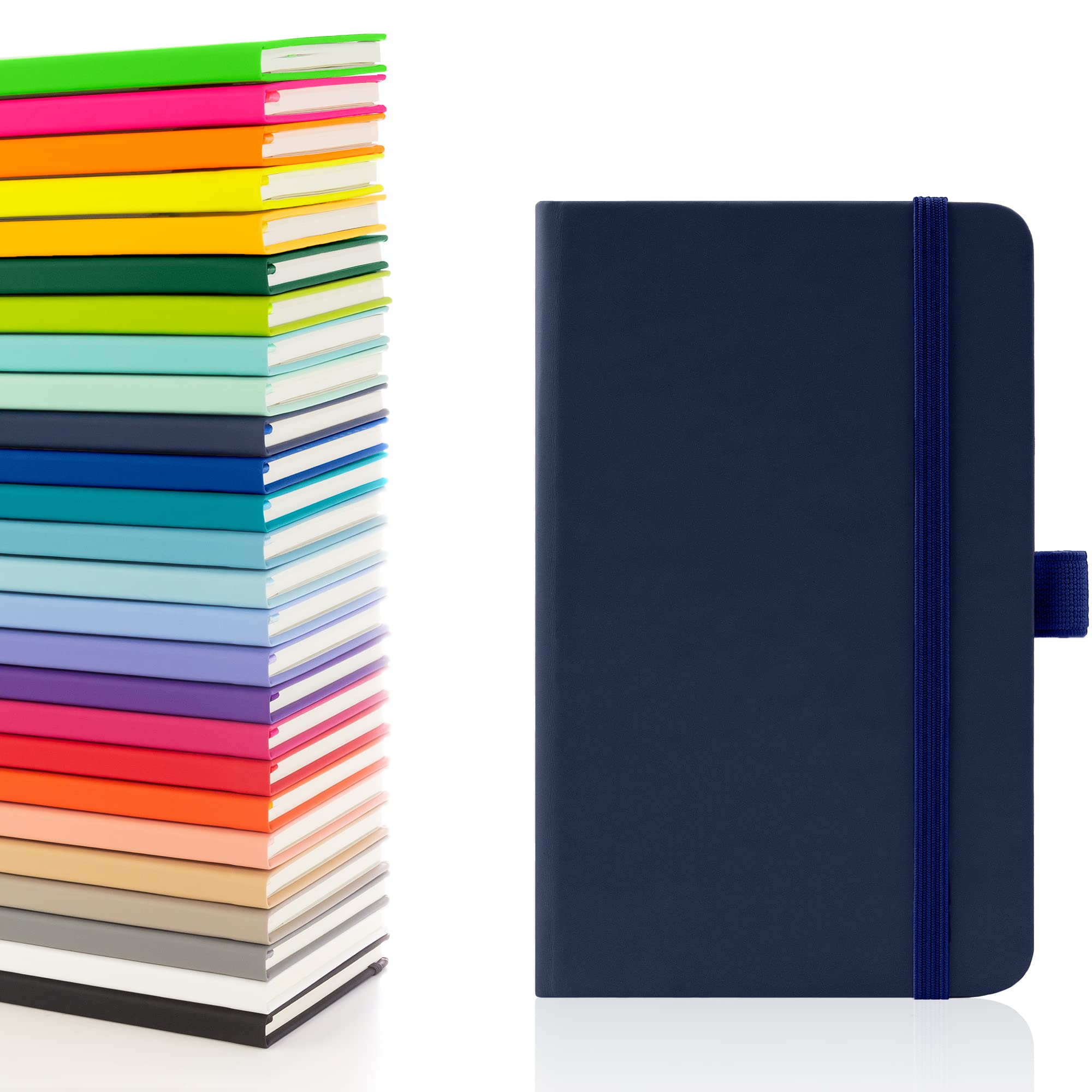 Notes London Eco A6 Notebook with Lined Pages, Pen Loop, Ribbon, Date Marks and Paper Pocket, Pocket Hardback Journal, Note