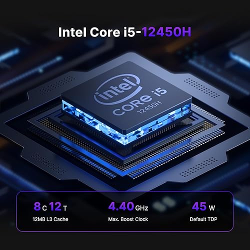 Miniatura 2 de BOSGAME P2 Mini PC Intel i5-12450H (12ª generación, 8 núcleos) | 16GB DDR4 512GB NVMe SSD | Triple pantalla 4K (HDMI/USB-C/DP) | LAN dual 2.5G |