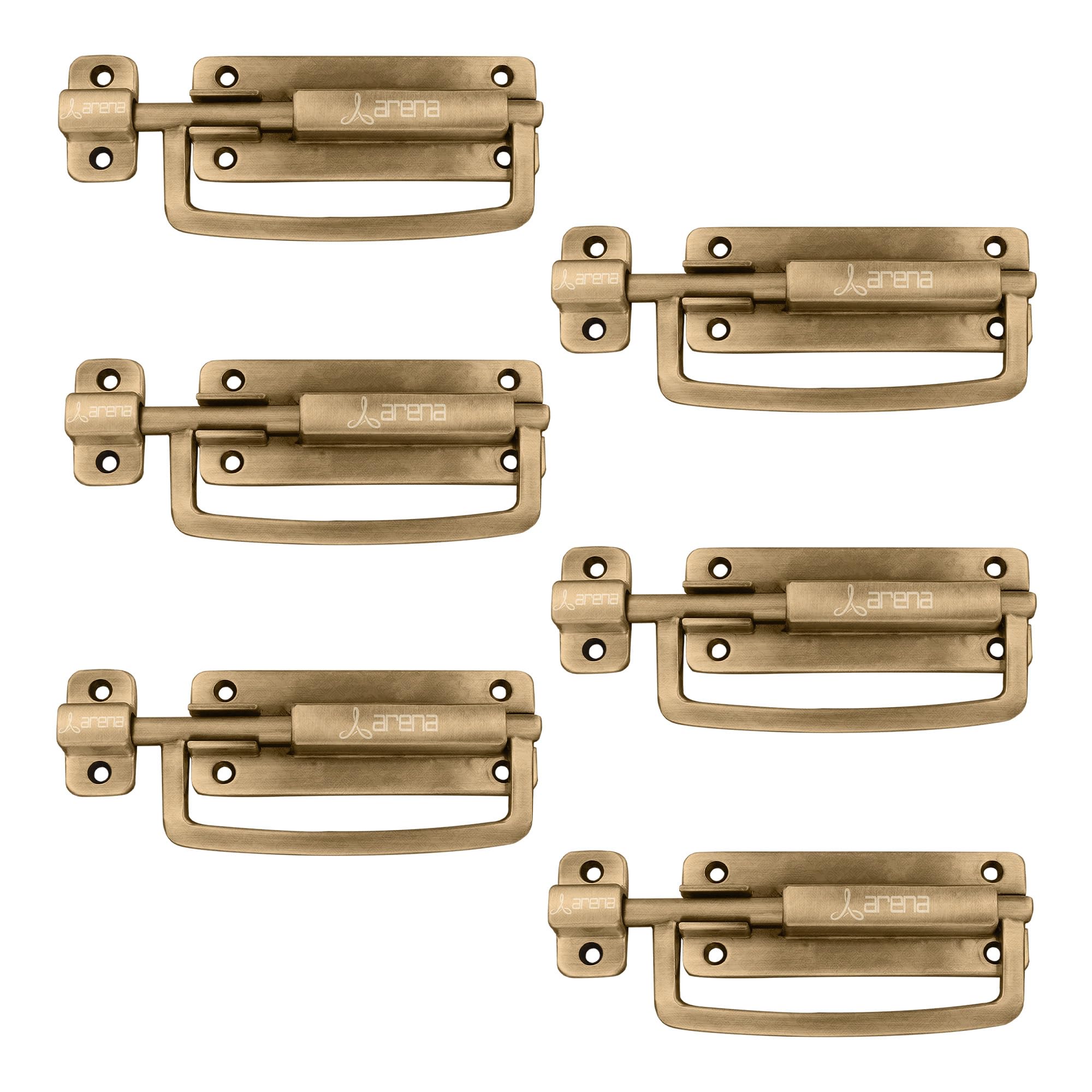 Arena 4 inch Aluminium Baby Latch | Door Lock Latch for Home, Offices Doors and Windows | Aluminium Kundi with Handle | Chitkani | Small Latch for Bathroom Door(Brass Finish, Pack of 6) (B0CQW8M3FN) Amazon Price History, Amazon Price Tracker