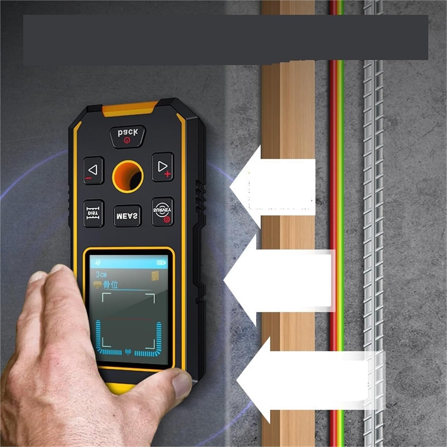 Wall Dtector Scanner, Metal Detector Wall Scanner Digital Laser Rangefinder Wood Live Wires Copper Metal Tester for Home Improvement, Carpentry and Electrical Wor
