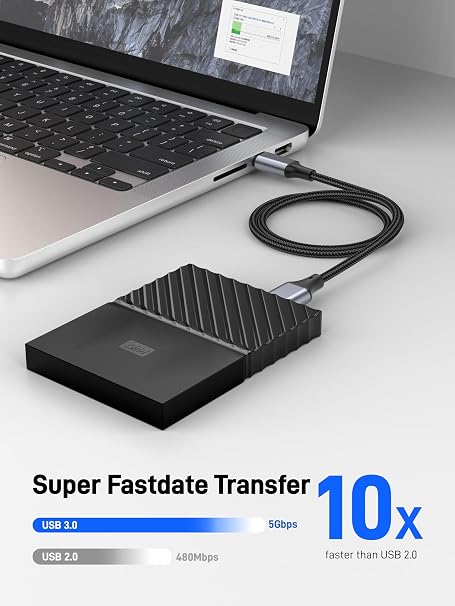 USB C to Micro B Cable 0.5M, Micro B to USB C External Hard Drive Cable for Seagate, LaCie, Toshiba, Samsung, WD External Hard Drive.