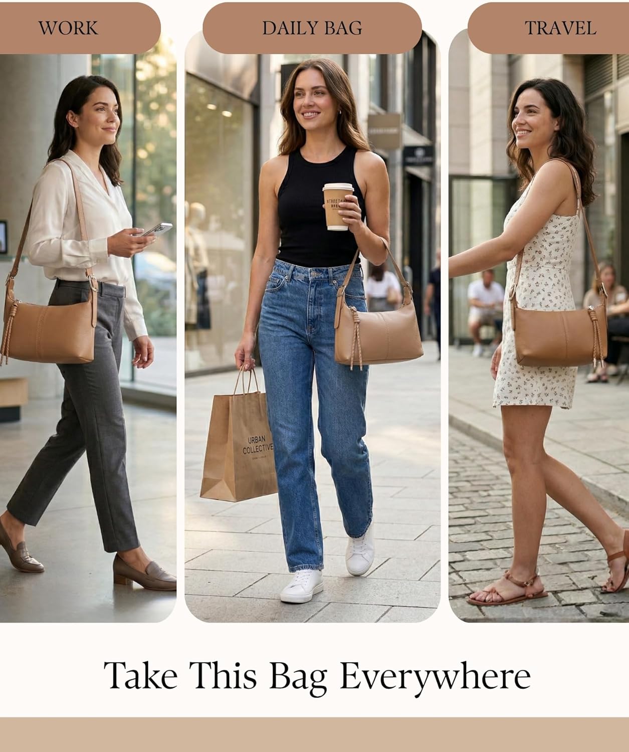Shoulder Bag for Women - Crossbody Bag for Women, Slouchy Medium Shoulder Purse with Cute Keychain Charm & Adjustable Strap