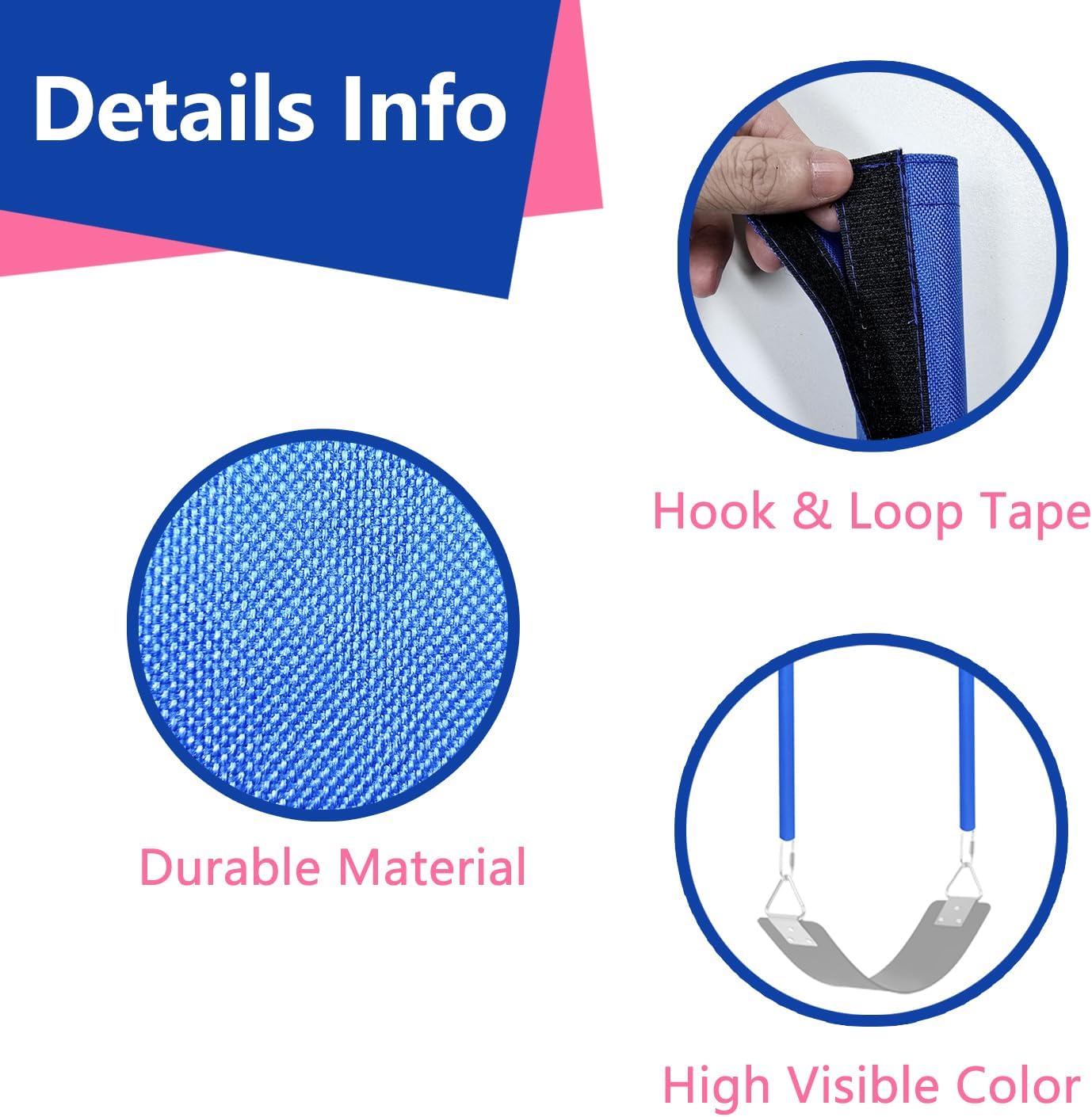 2 Pack Swing Chain Covers for Playground Safety – High Visibility Blue Sleeve, Prevent Rust & Pinching, Fits Swingset Chains, Porch, Patio, Garden Use