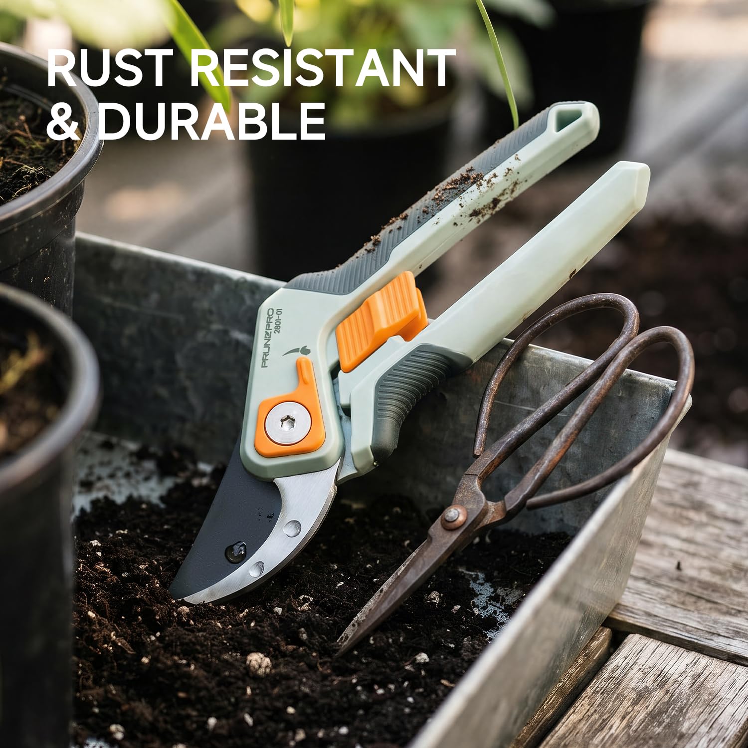 PrunePro Gartenschere für Gartenarbeit, professionelle Bypass-Handschere, bis zu 2,5 cm Schnittkapazität, scharfe Edelstahlklinge, Gartenschere, Pflanze, Blumengarten, 1 Packung