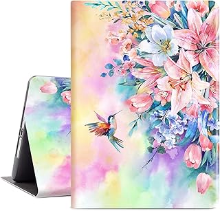 Vimorco Slim Case for ipad 5th/6th Generation 9.7 inch 2017/2018,ipad air 1/2 Case, Shockproof PU Leather Adjustable Stand Cover for Apple ipad 5/6 Gen, Hummingbirds & Flowers