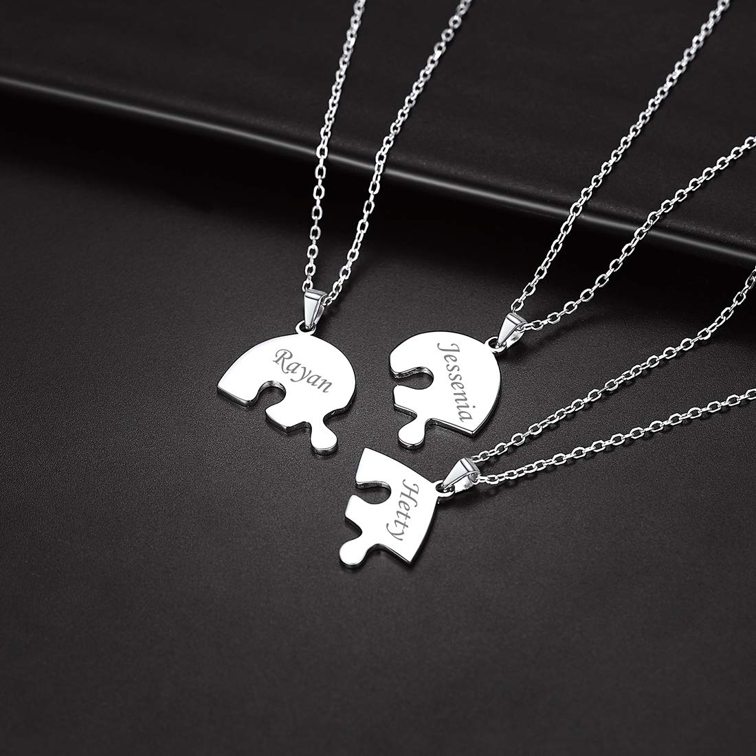U7 2 3 4 5 6 PCS Collana Pendente Cindolo Puzzle Cuore Catena Regolabile 40 45 50 cm Acciaio Inossidabile/Placcato Oro 18K Gioiello per BBF Coppia Amici Famiglia Argento Nero Oro - Personalizzabile