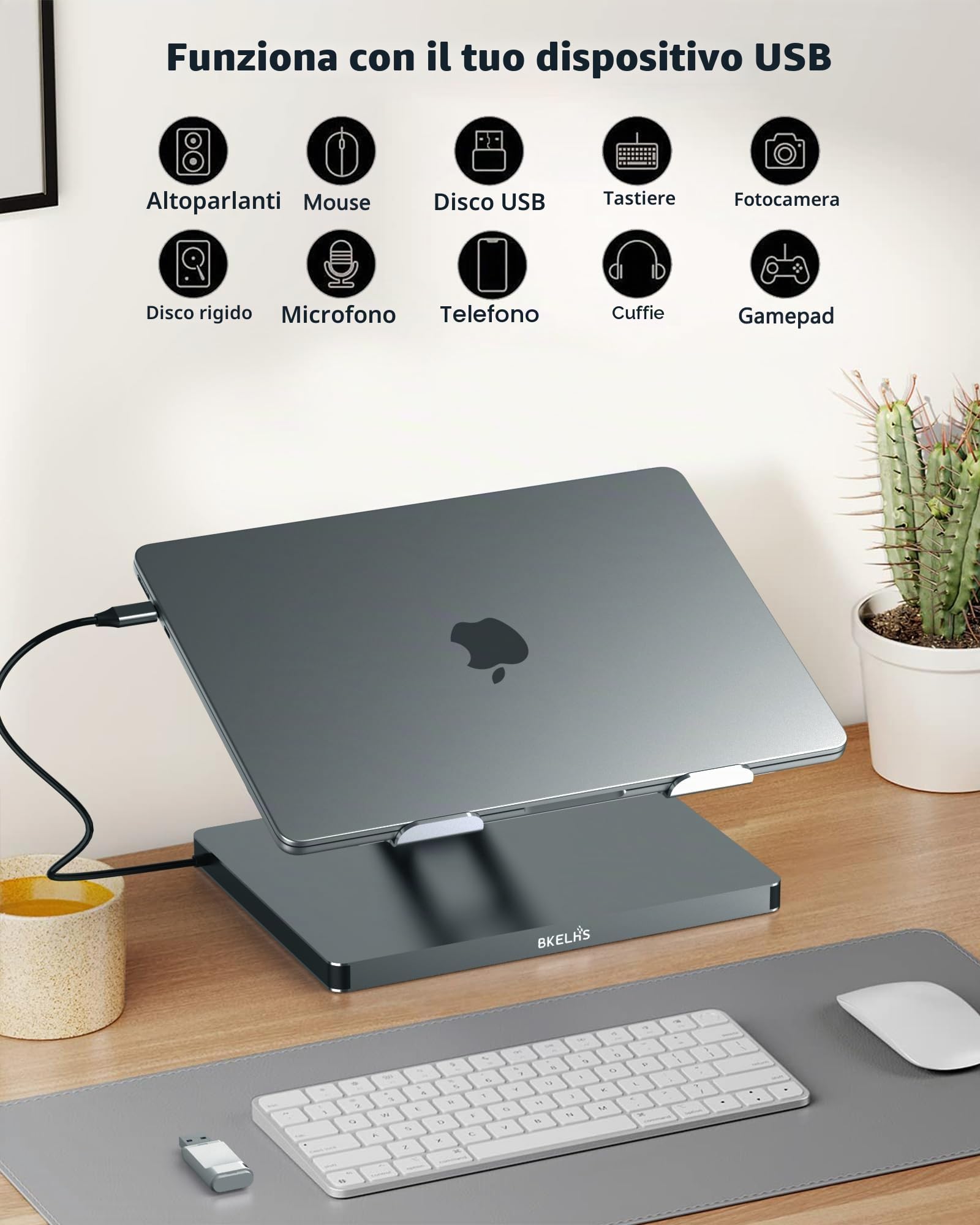 USB C Hub Stand for MacBook Pro, 10 in 1 Adapter for MacBook Air Docking Station with 4K 60Hz HDMI, RJ45 Gigabit Ethernet, SD/TF Card Reader, 4 USB 3.0 for iPad/Dell HP/Surface/Lenovo Laptop Dock