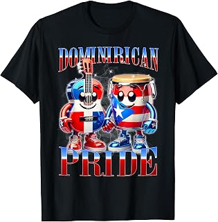 Dominican Puerto Rican Pride Music Unity Flag Design T-Shirt