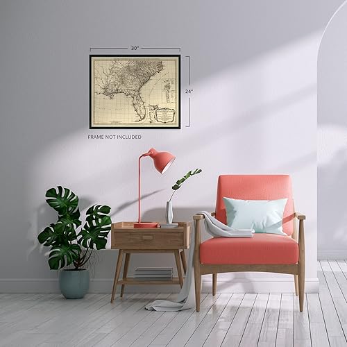 Miniatura 4 de HISTORIX 1776 Mapa vintage de las colonias británicas del sur en América - Mapa vintage de Estados Unidos de 24 x 30 pulgadas del Atlántico sur que