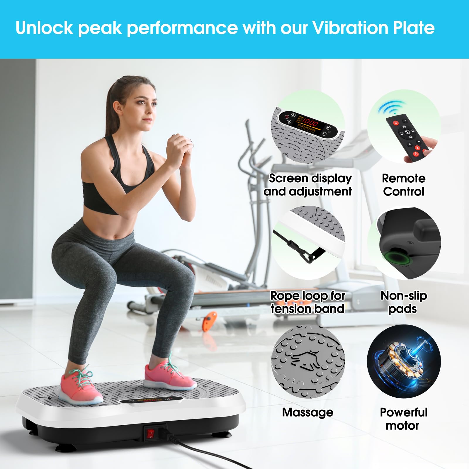 SoftGym Power - Piastra vibrante per il drenaggio linfatico per perdere peso, capacità 136-181,4 kg, piattaforma vibrante per allenamento completo di tutto il corpo, piastra vibrante per fitness a