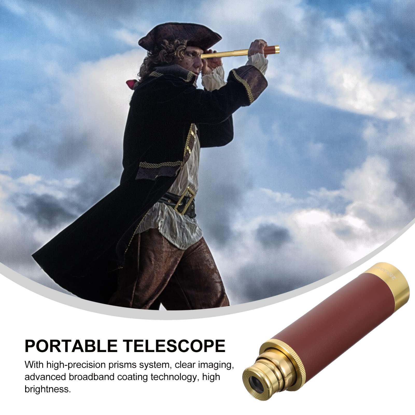 BESPORTBLE 1 Juego Telescopio Terrestre Monocular De Catalejo Pirata Elástico Telescopio Monocular Pirata Catalejo Monocular Plegable Monoscopio Pirata Binoculares Cobre Vista Mano
