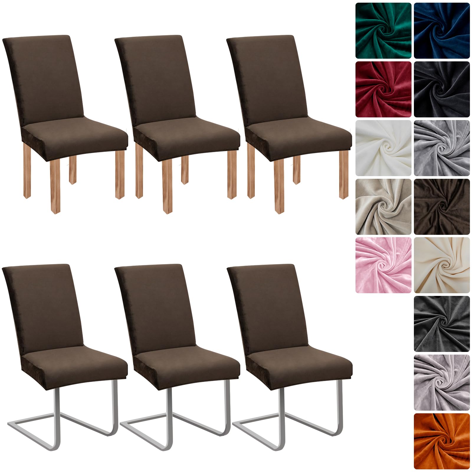 jabeick Stretch Samt Stuhlhussen Velvet/Velour Stuhlbezug Schwingstuhl Elastische Hussen Waschbarer Stühle Schutz für Küche