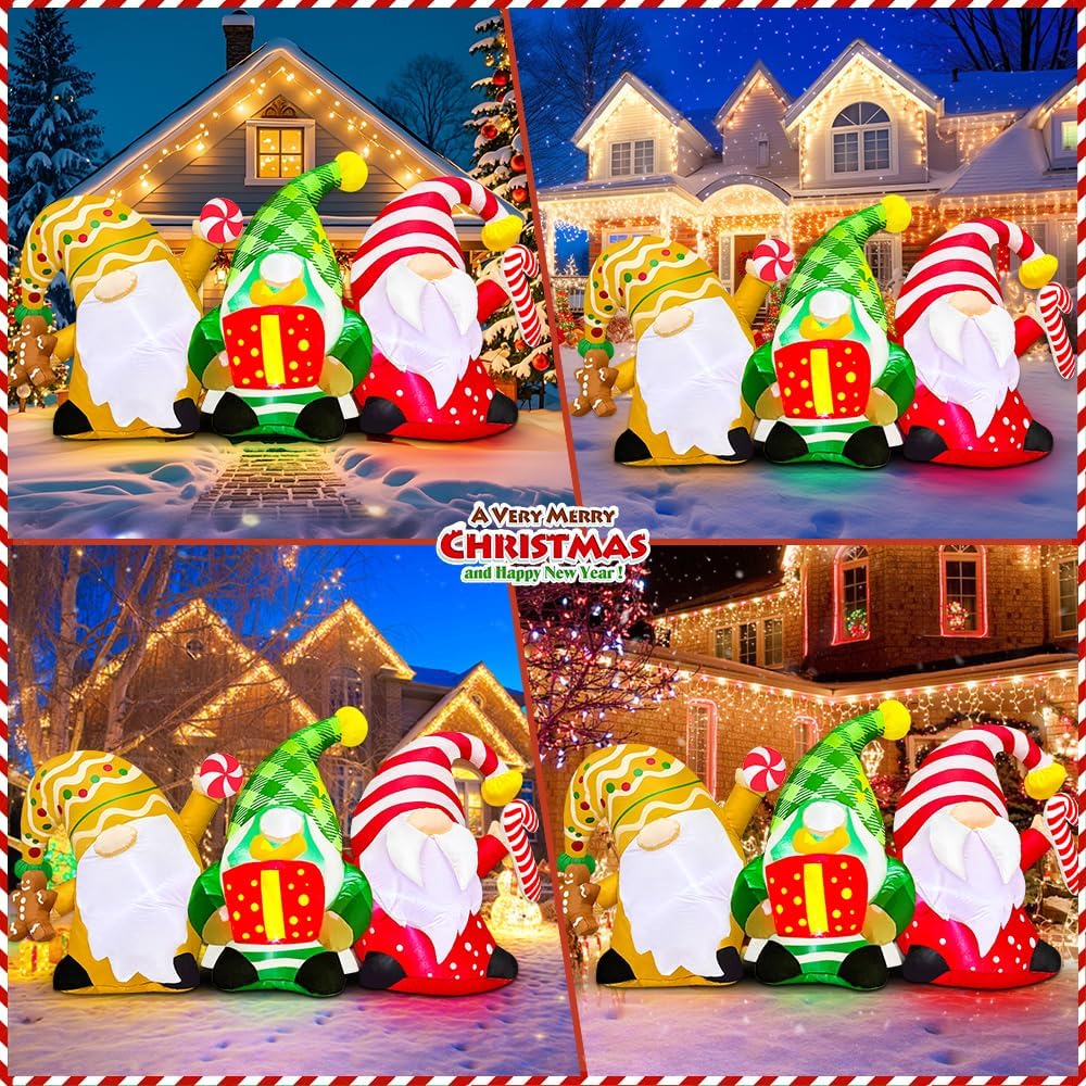 KOOY 6FT Christmas Inflatables Outdoor Decorations Inflatable Christmas Gnomes Blow up Yard Decorations Built in LED Lights for Xmas New Year Party Lawn Holiday Winter Xmas Décor