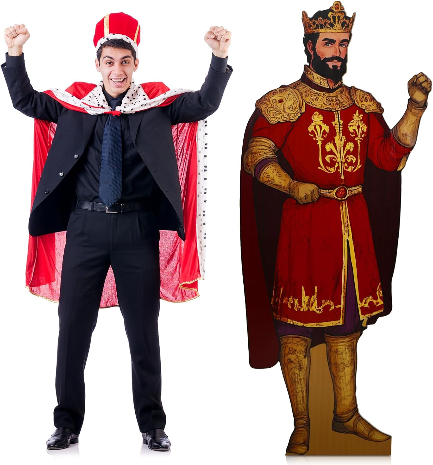Jetec 6 ft Royal King Cardboard Cutout Stand up Medieval Party Decorations Life Size Medieval Royal King and Queen Backdrop Photo Prop Stand up for Halloween Theme Party Supplies