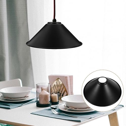 Miniatura 9 de UPKOCH Pantalla de lámpara de estilo industrial, cubierta de luz colgante de metal negro para el hogar, bar y pasillo, diseño vintage, resistente y