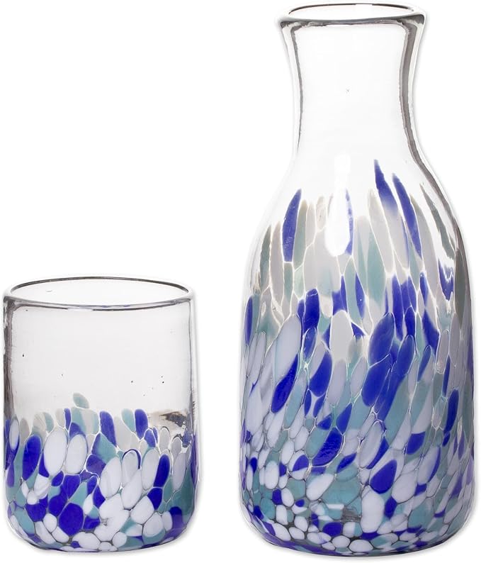 Artisan Handblown Recycled Glass Carafe