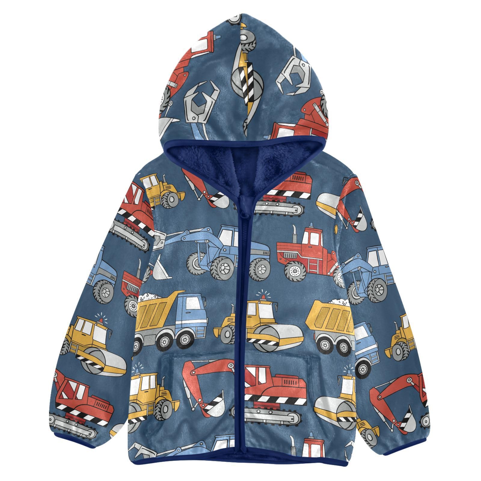 Aflyko Boys Fleece Coat Blue Zip-Up Hoodie Girls Outerwear Kids Hooded Jacket