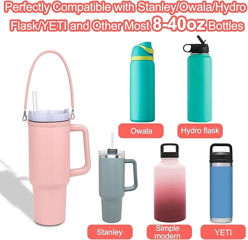 Miniatura 2 de BABORUI 2 correas de mango para botella de agua, correa de silicona para botella de agua que se adapta a la mayoría de botellas de 8 a 40 onzas,