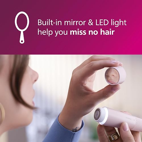 Philips Facial Hair Remover 5000 Series, Personal Groomer for Women, Cordless and Compact, with Hypollergenic Head, Gentle and Quick Facial Hair Removal, Easy Finishing Touch-Ups, Model BRR454/00 - 4
