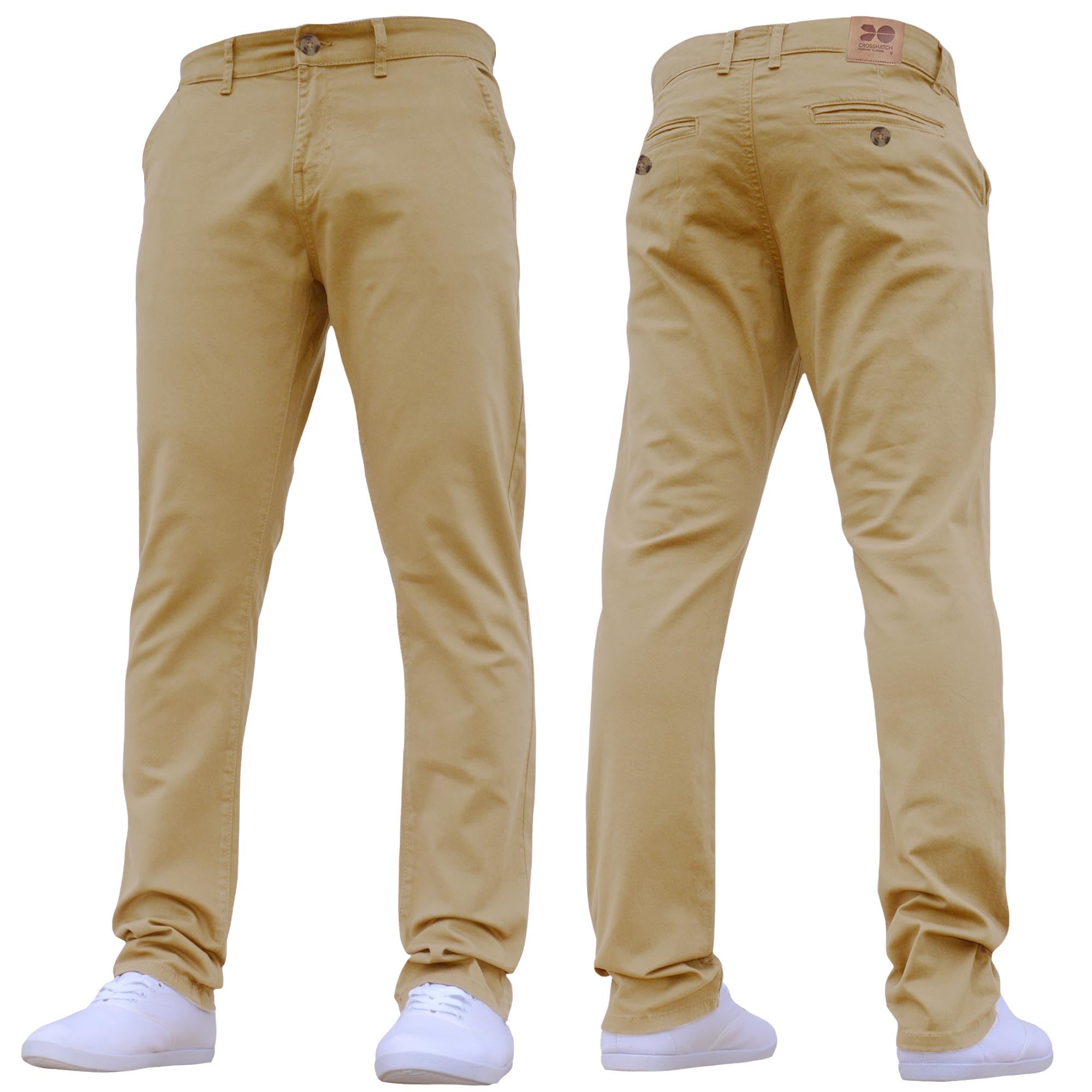 Crosshatch Men's Sand Stretch Chino 'Larento' Slim Fit Leg Smart Work Trousers Jeans By Jeanbase 36W X 34L