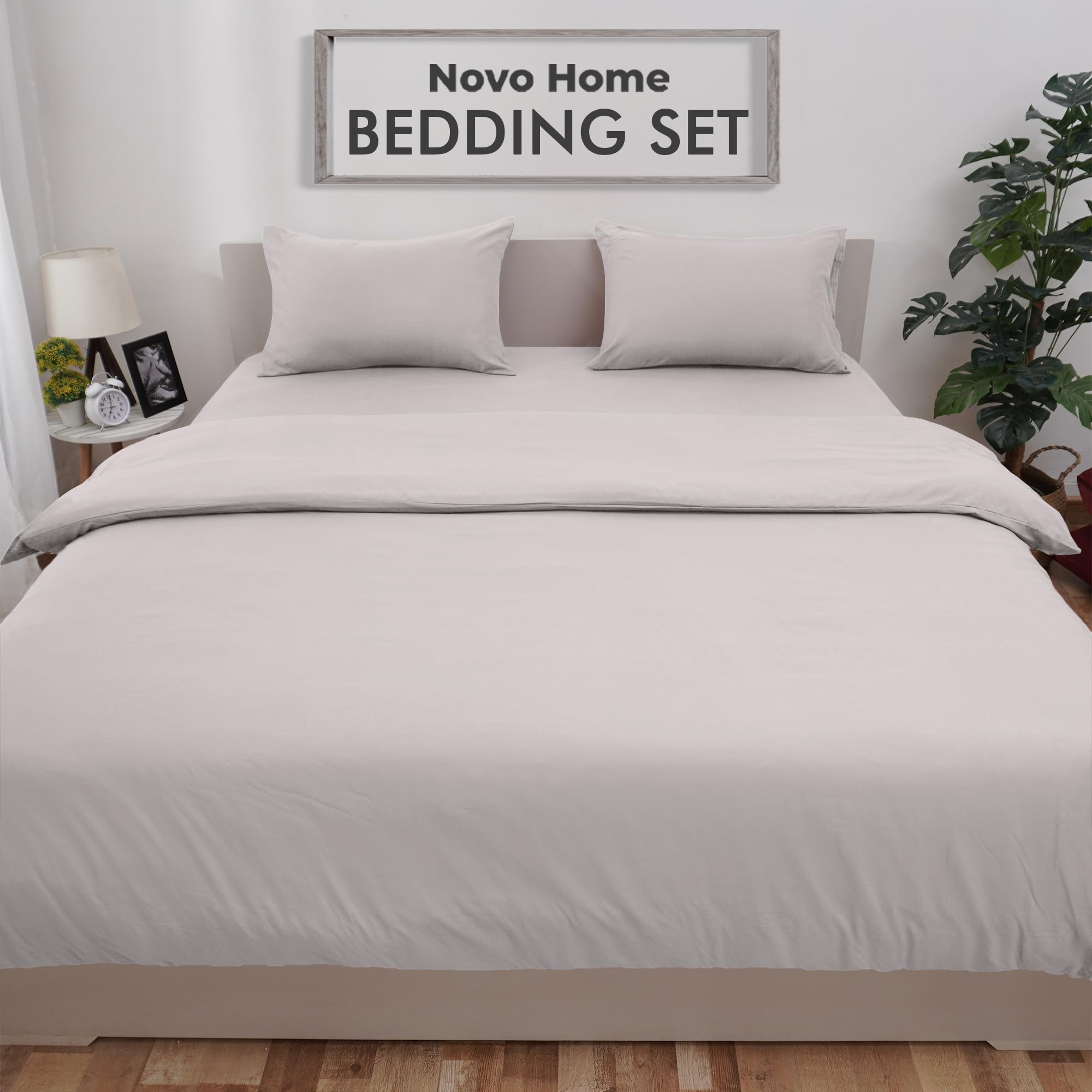 Parure de lit King size gris clair idéale pour créer une chambre cocooning